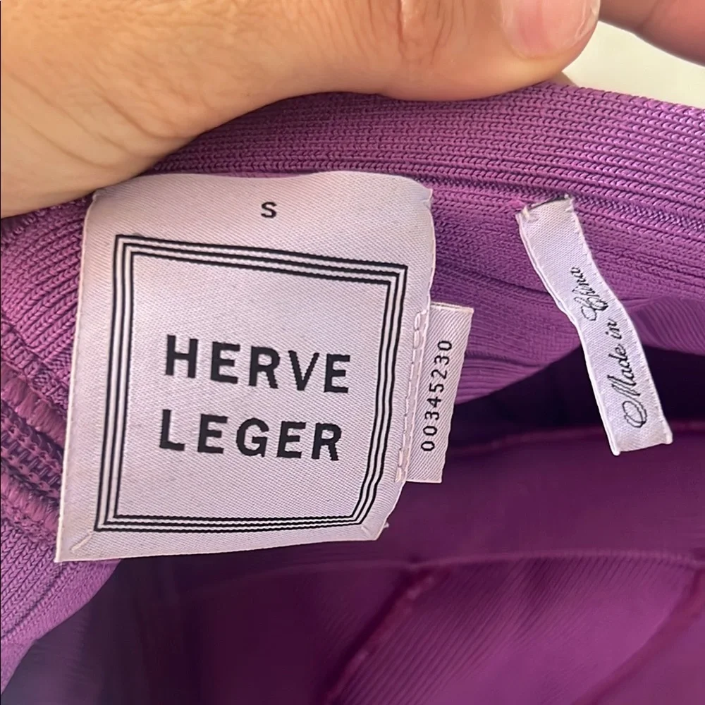 Herve Leger purple  Ribbed Bodycon Mini Dress - Picture 2 of 4